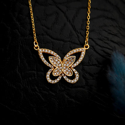 Gold Butterfly Necklace• Dainty CZ Sterling Silver Jewelry