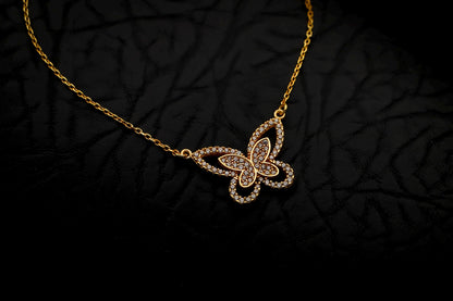 Gold Butterfly Necklace• Dainty CZ Sterling Silver Jewelry