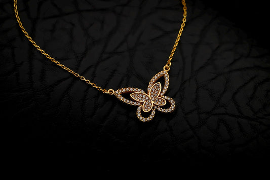 Gold Butterfly Necklace• Dainty CZ Sterling Silver Jewelry