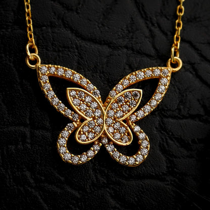 Gold Butterfly Necklace• Dainty CZ Sterling Silver Jewelry