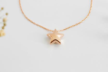 Gold Filled Star Necklace with Sterling Silver Puffy Charm - Dazzle in 3D Elegance