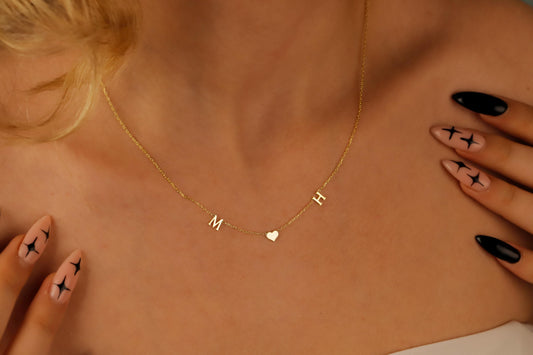 Heartfelt Initial Necklace by SilverGoldandRose - Sterling Silver, Waterproof &amp; Anti-Tarnish, Perfect for Personalization