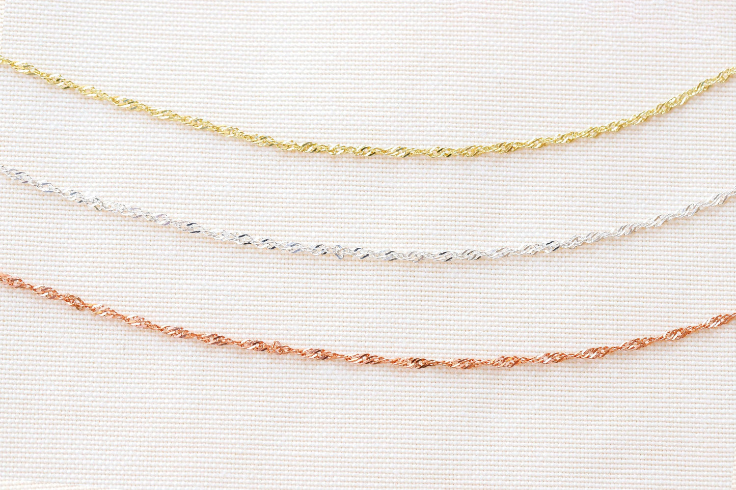 Shimmering Sterling Silver Spiga Chain Necklace - Twisted Singapore Design for Effortless Elegance