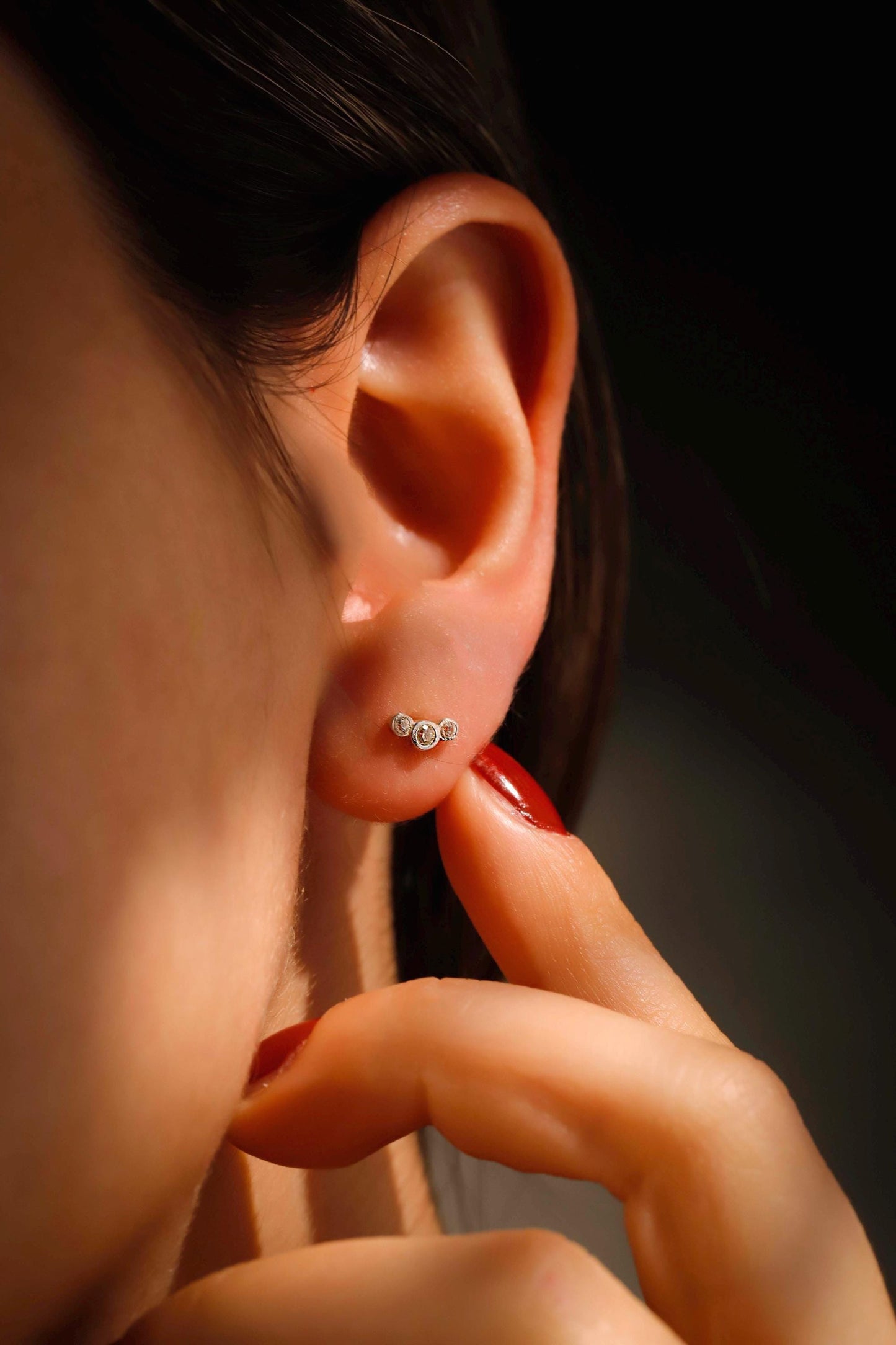 Sparkling Sterling Silver CZ Climber Earrings - Elegant Threadless Handmade Design