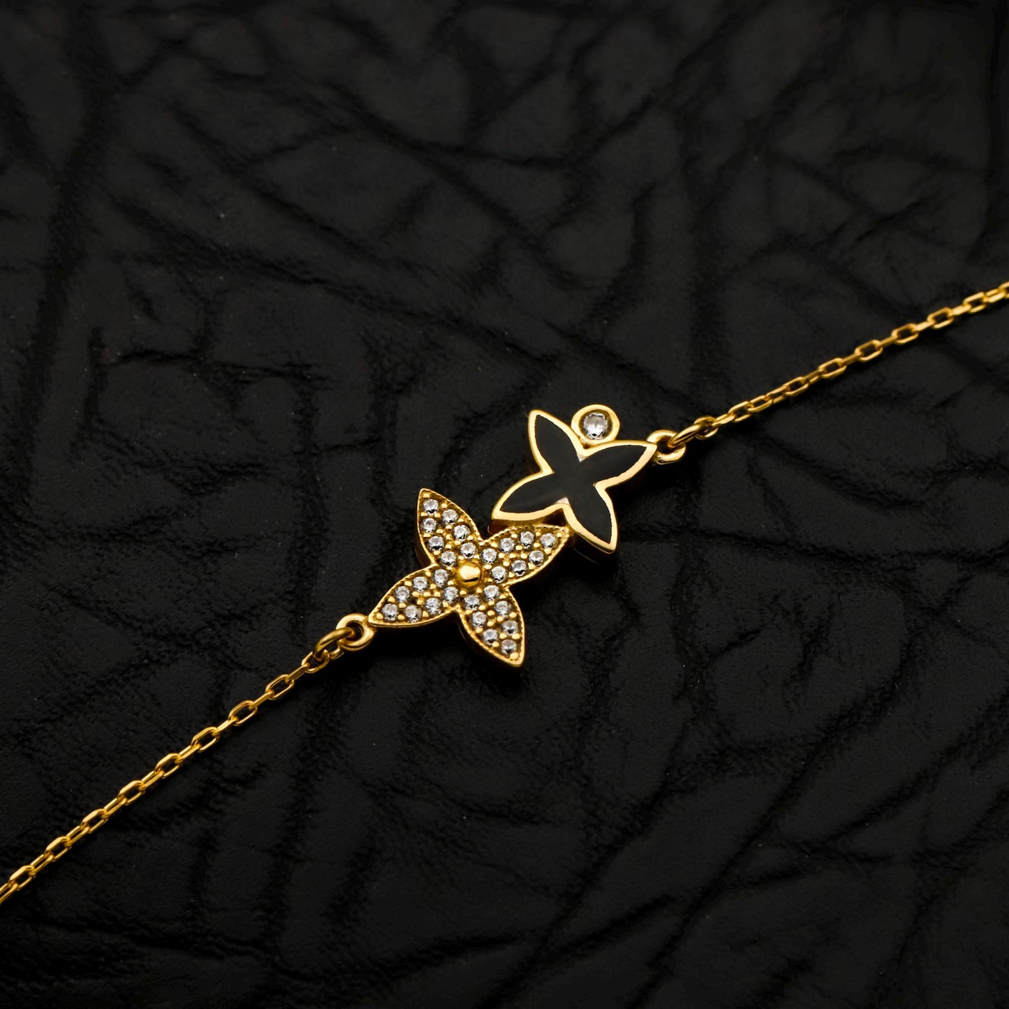Dainty Butterfly Ribbon Bracelet, 925 Sterling Silver 14K Gold Gift