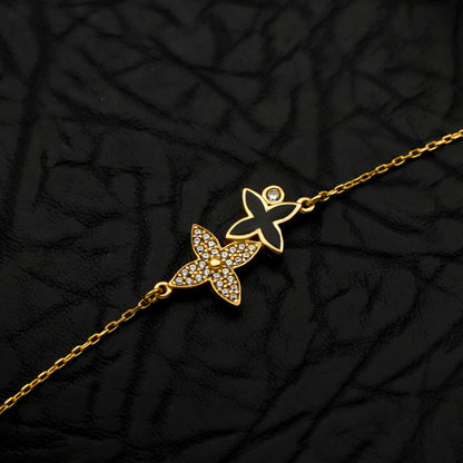 Dainty Butterfly Ribbon Bracelet, 925 Sterling Silver 14K Gold Gift