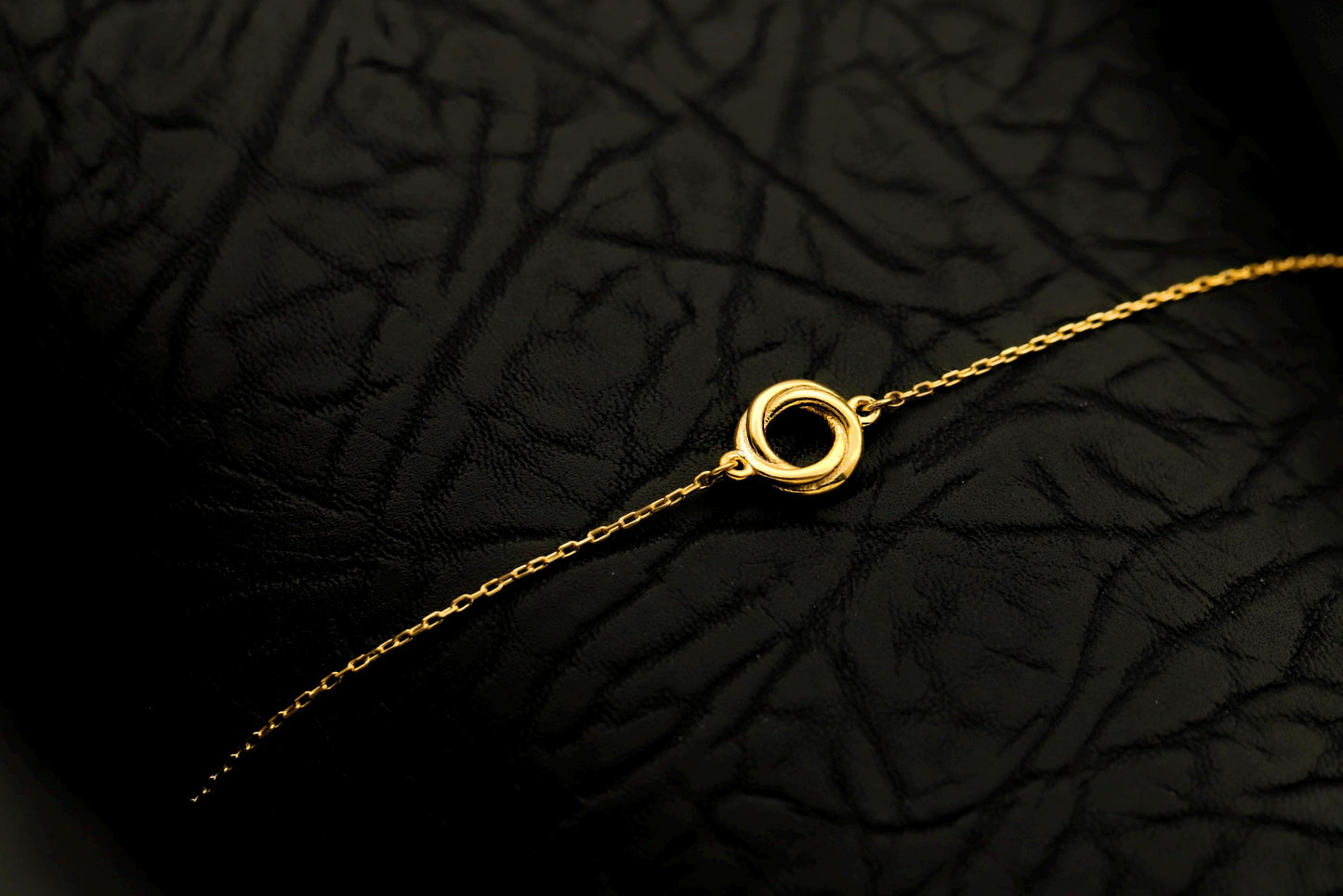 14K Gold Filled Interlocking Circle Bracelet, Sterling Silver Base