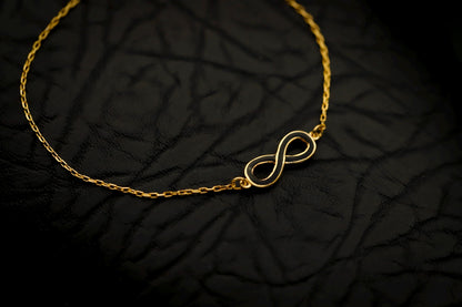 14K Gold Filled Infinity Bracelet, Black Enamel Sterling Silver