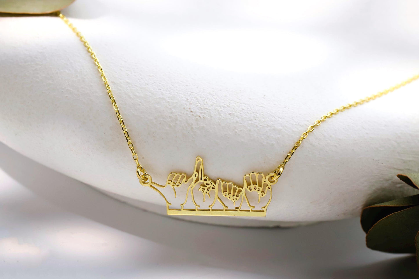 Personalized Sign Language Necklace: Hand Gesture Custom Jewelry in Sterling Silver