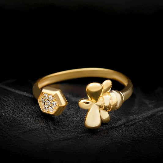 Honey Bee with Honeycomb Ring | Unique Design