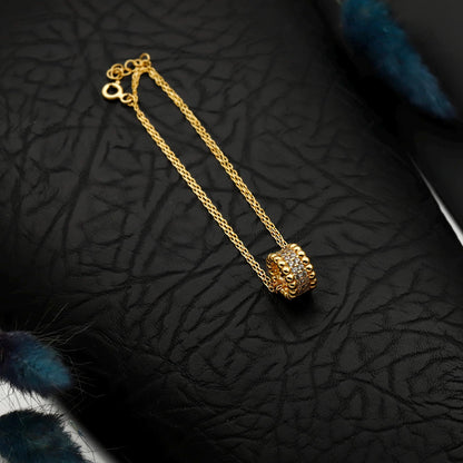 14K Gold CZ Pave Slider Bracelet, Sterling Silver Base
