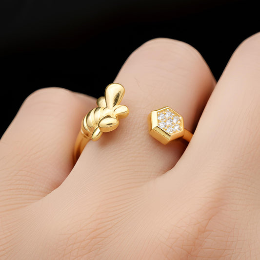 Honey Bee with Honeycomb Ring | Unique Design