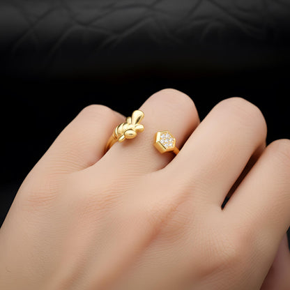 Honey Bee with Honeycomb Ring | Unique Design