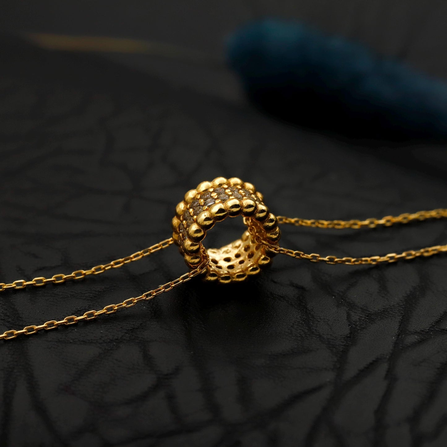 14K Gold CZ Pave Slider Bracelet, Sterling Silver Base