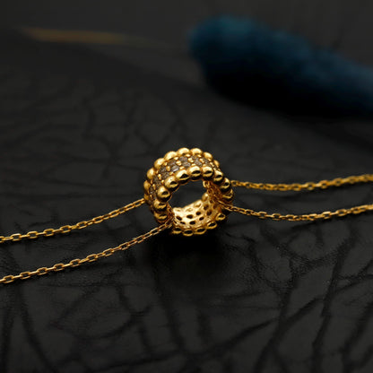 14K Gold CZ Pave Slider Bracelet, Sterling Silver Base