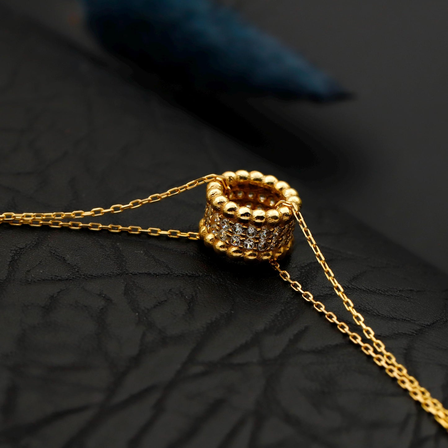 14K Gold CZ Pave Slider Bracelet, Sterling Silver Base