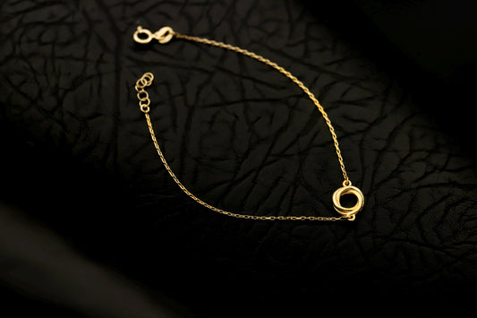 14K Gold Filled Interlocking Circle Bracelet, Sterling Silver Base