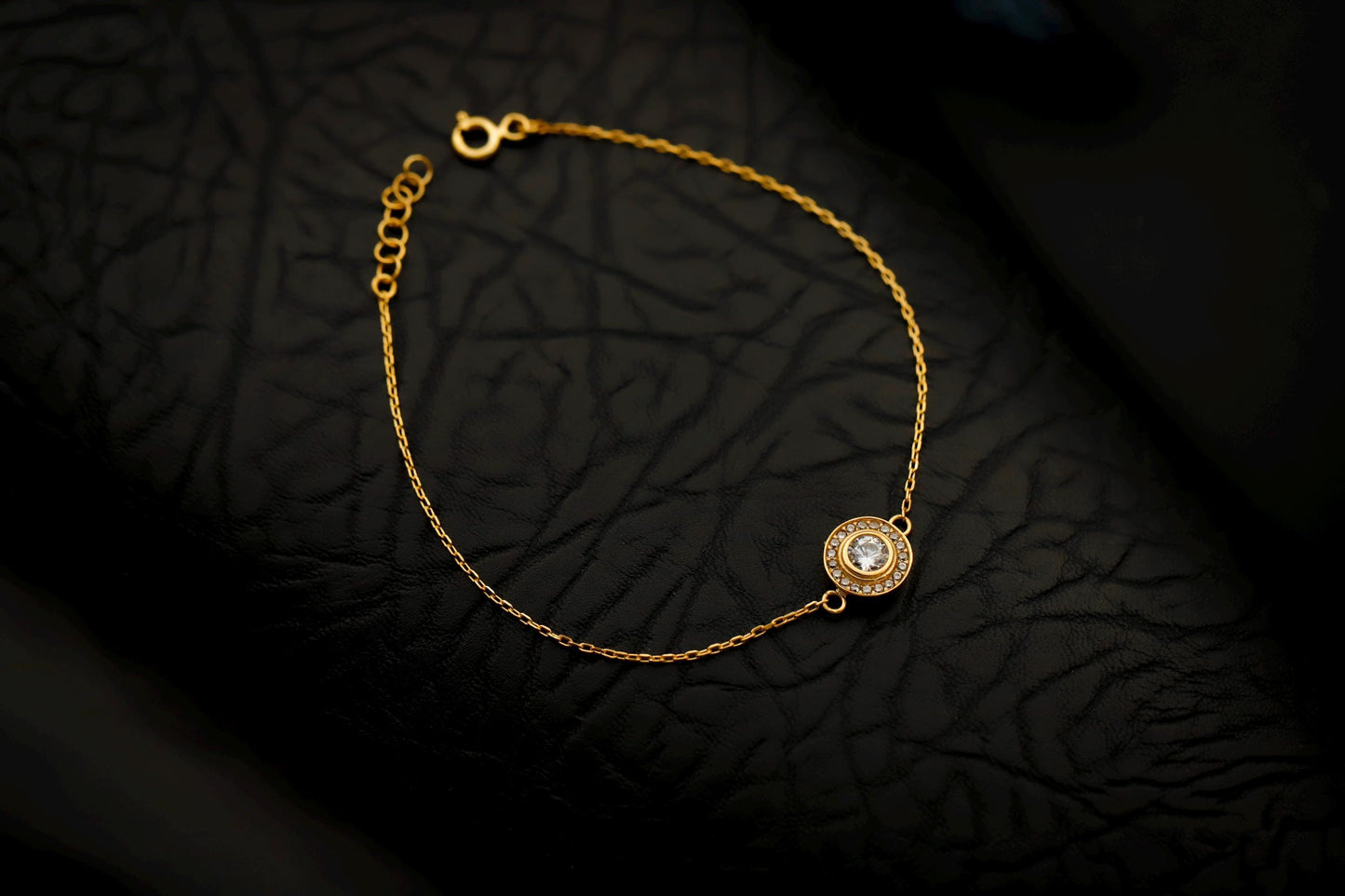 Dainty Crystal Halo Bracelet, 14K Gold Filled Sparkling Gift for Her