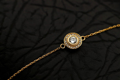 Dainty Crystal Halo Bracelet, 14K Gold Filled Sparkling Gift for Her