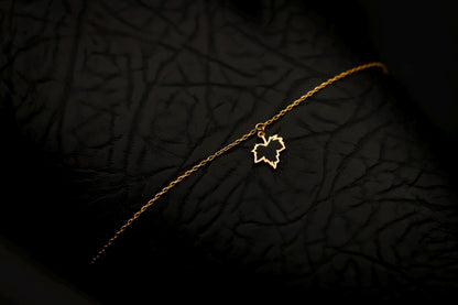 Gold Maple Leaf Necklace, Dainty Autumn Leaf Pendant, Nature Inspired Gift for Her