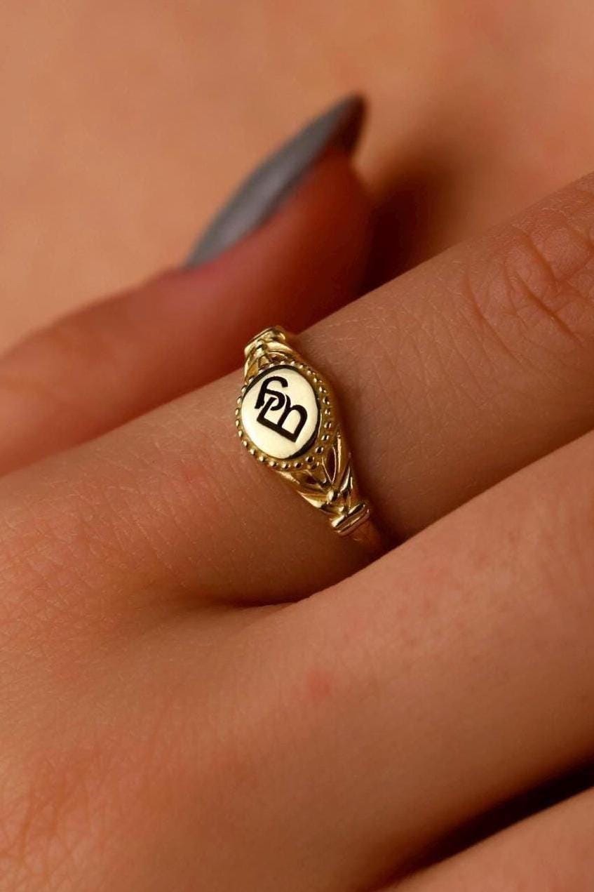 Intertwined Initial Ring: Sterling Silver Personalized Monogram