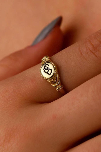 Intertwined Initial Ring: Sterling Silver Personalized Monogram