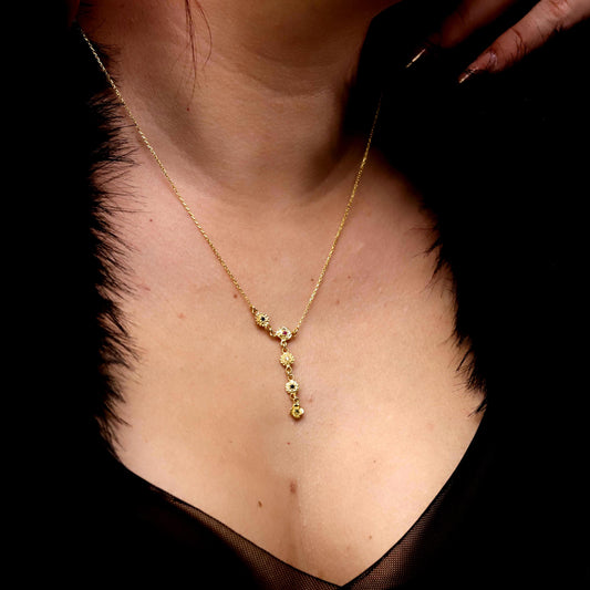 Lariat Birth Flower Necklace: Custom Drop Floral Design in 925 Sterling Silver