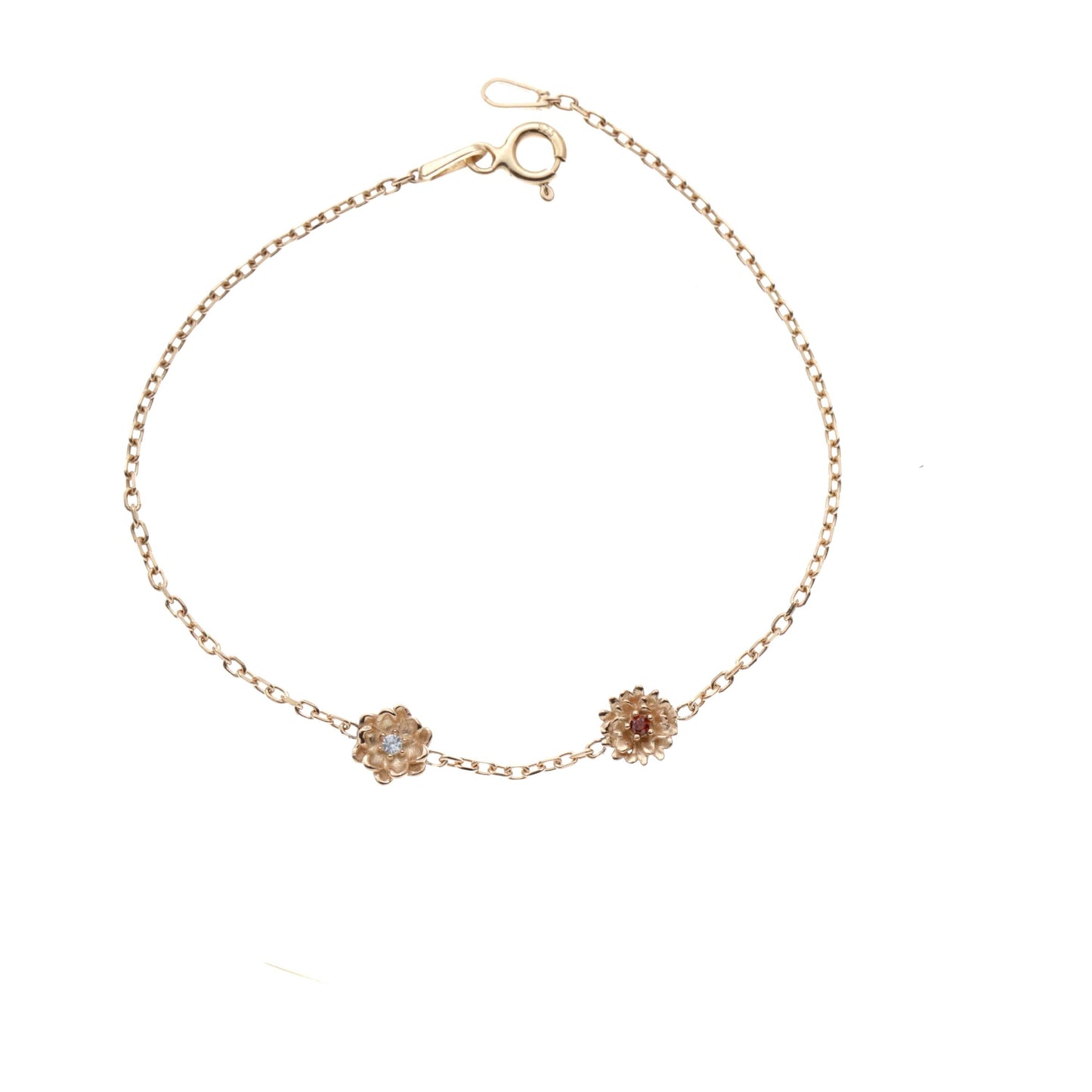 925 Sterling Silver Birth Flower Bracelet: Birthstone Floral Dainty Jewelry