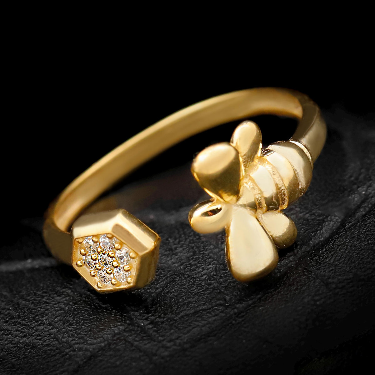 Honey Bee with Honeycomb Ring | Unique Design