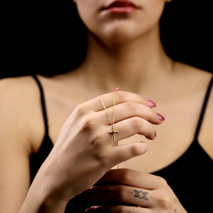 Minimalist Cross Necklace: Personalized Birthstone Cross Jewelry in 925 Sterling Silver