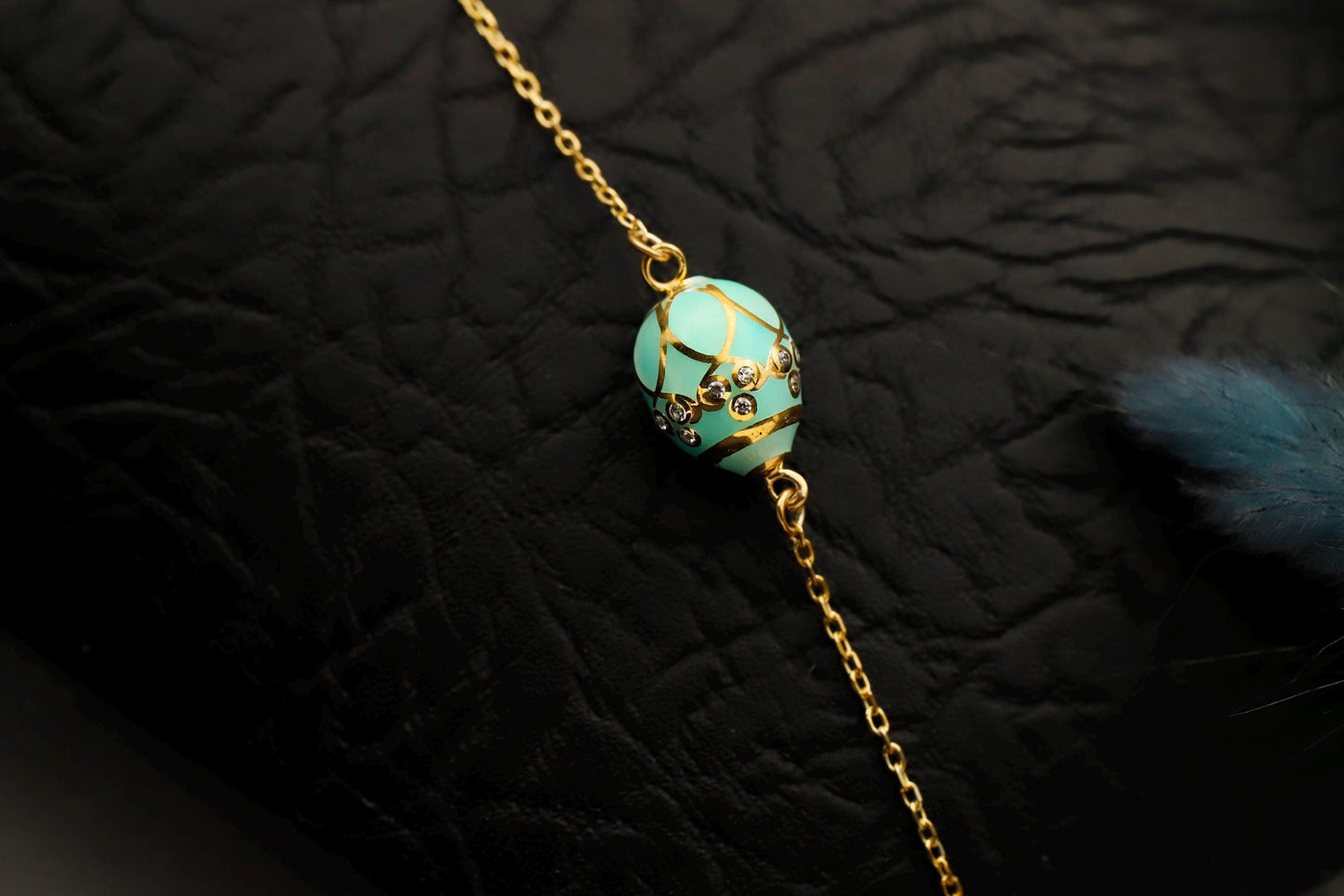 3D Enamel Easter Egg Bracelet, 14K Gold Filled Sterling Silver, Dainty Charm Jewelry
