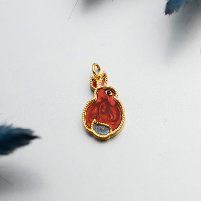 Gold Enamel Rabbit Necklace, Sterling Silver Bunny Pendant, Minimalist Animal Jewelry