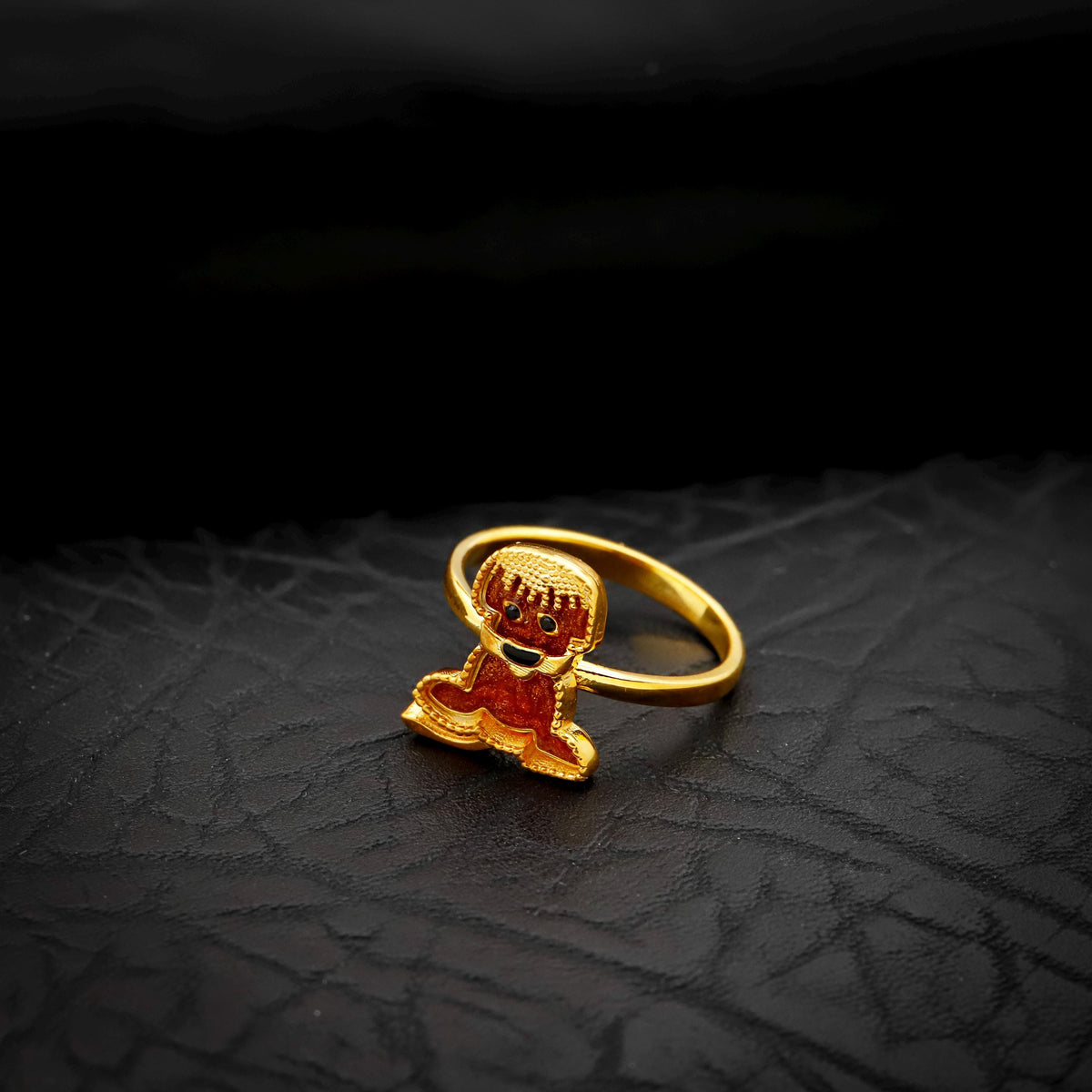 Enamel Dog Ring, 925 Sterling Silver, Gold Plated, CZ Stone Details