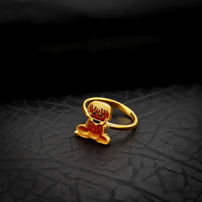 Enamel Dog Ring, 925 Sterling Silver, Gold Plated, CZ Stone Details