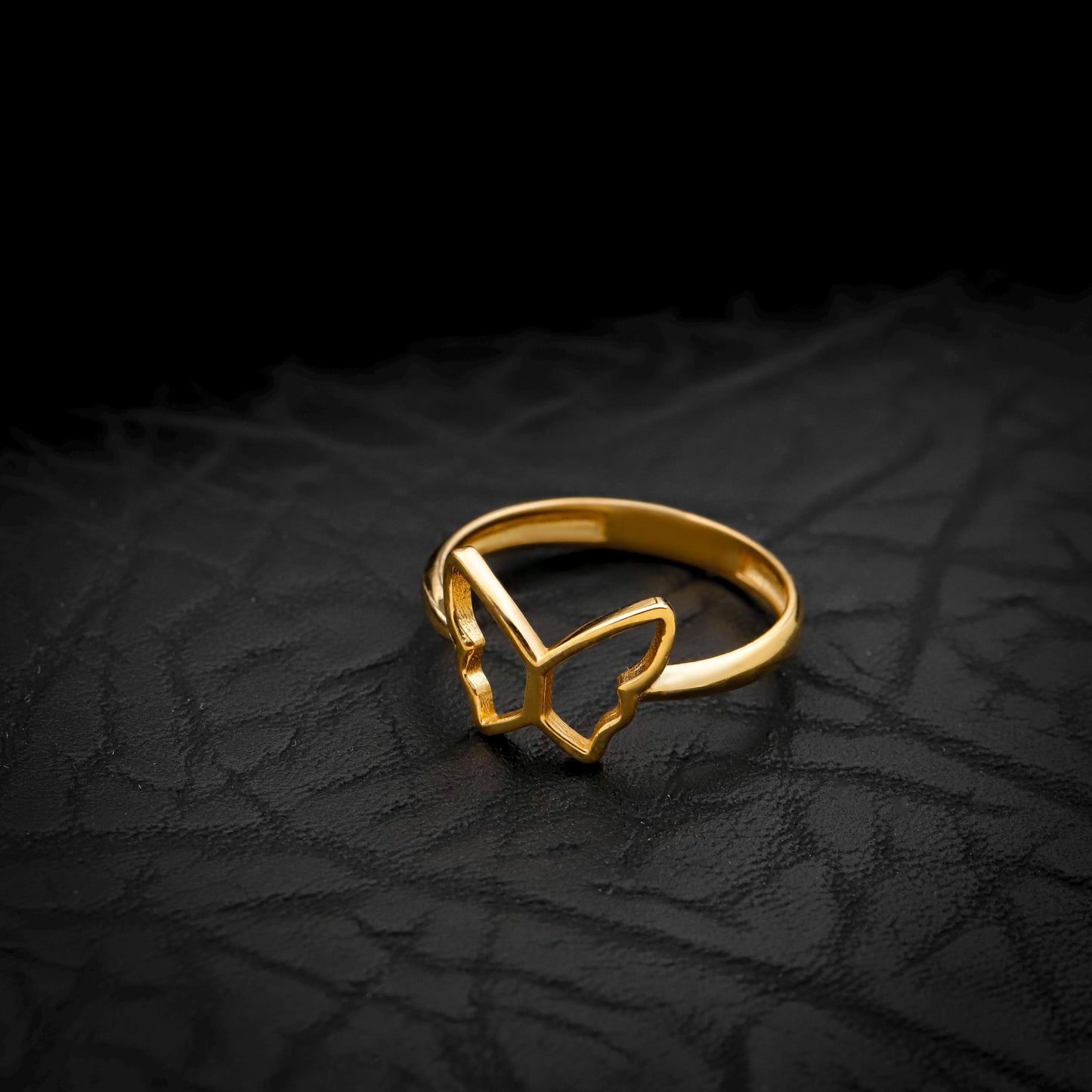 Gold Butterfly Ring, Sterling Silver, Minimalist Nature Jewelry, Transformation Symbol