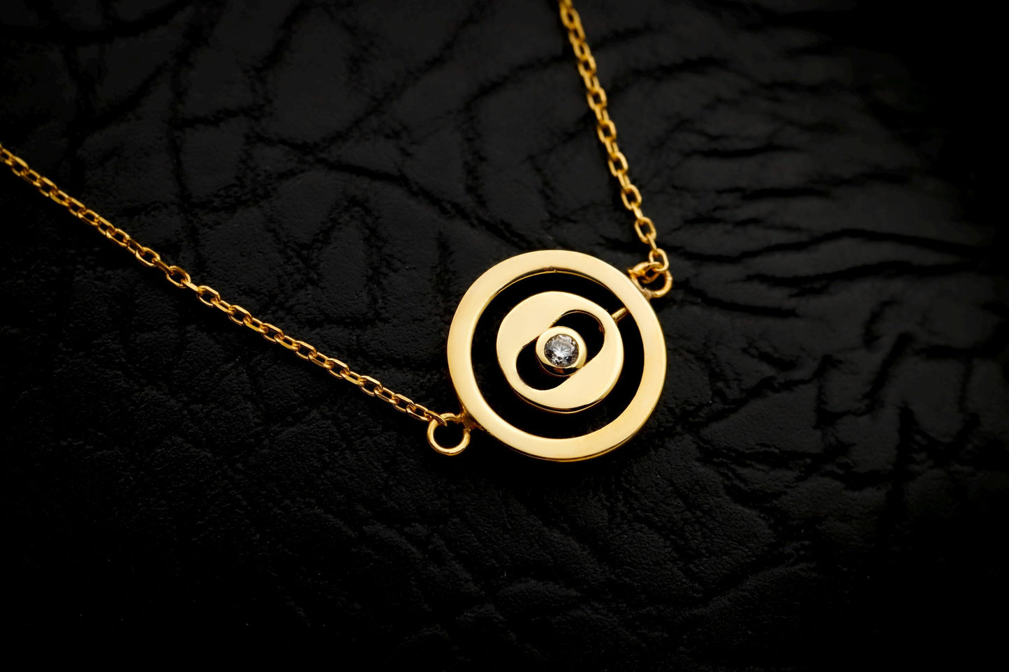 Gold Path of Luck Bracelet, Sterling Silver Spiral, CZ Stone, Dainty Elegant Jewelry