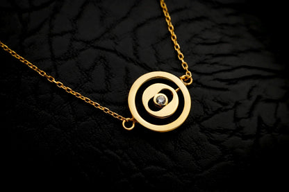 Gold Path of Luck Bracelet, Sterling Silver Spiral, CZ Stone, Dainty Elegant Jewelry