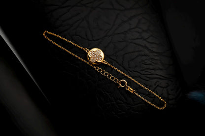 Gold Clover Bracelet, Pave Cz Stones, Sterling Silver Dainty Jewelry