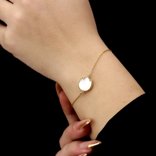 White Enamel Tulip Bracelet, 925 Sterling Silver, Delicate Flower Charm, Elegant Renewal