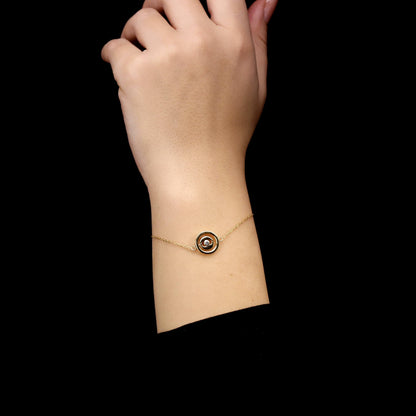 Gold Path of Luck Bracelet, Sterling Silver Spiral, CZ Stone, Dainty Elegant Jewelry