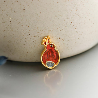Gold Enamel Rabbit Necklace, Sterling Silver Bunny Pendant, Minimalist Animal Jewelry
