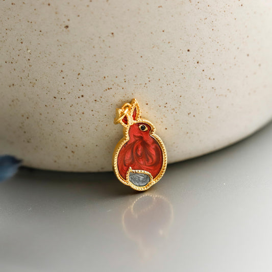 Gold Enamel Rabbit Necklace, Sterling Silver Bunny Pendant, Minimalist Animal Jewelry