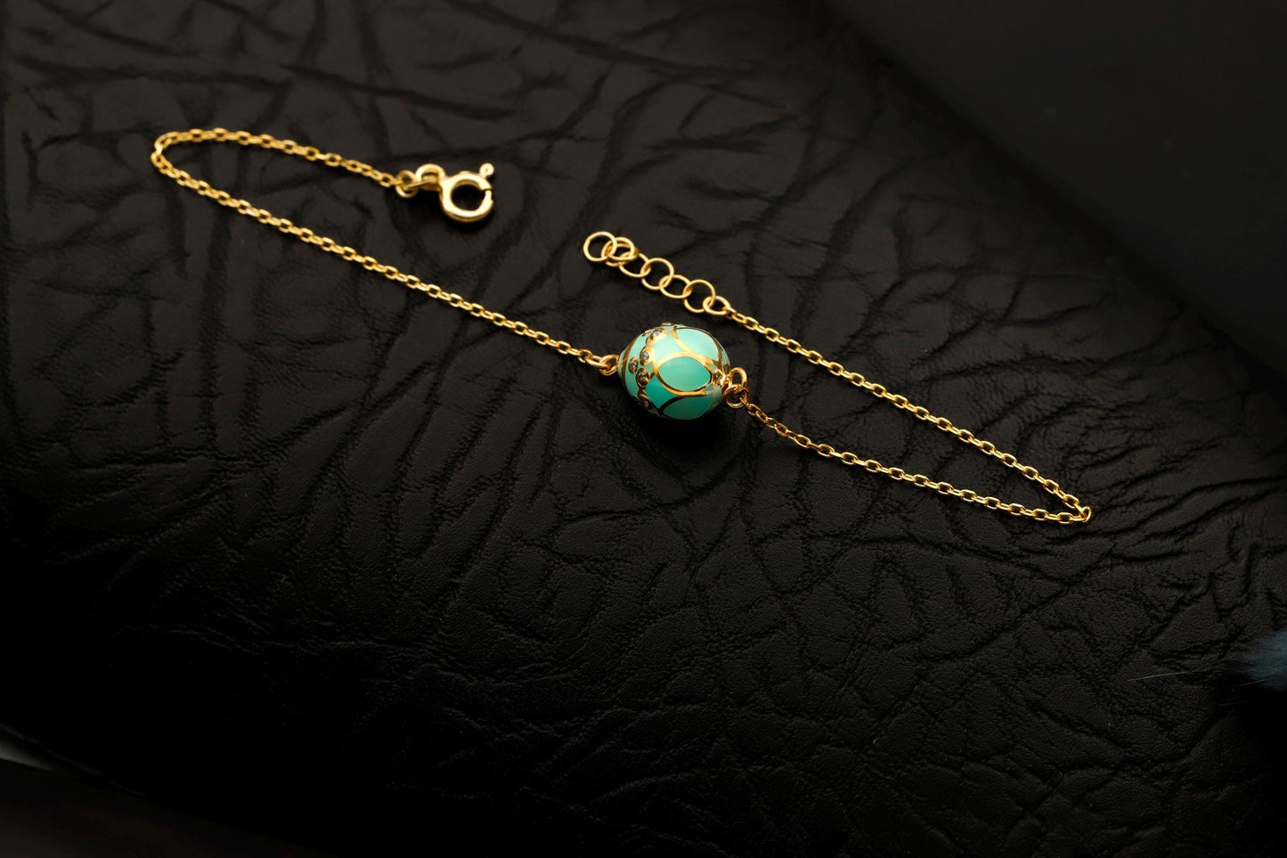 3D Enamel Easter Egg Bracelet, 14K Gold Filled Sterling Silver, Dainty Charm Jewelry