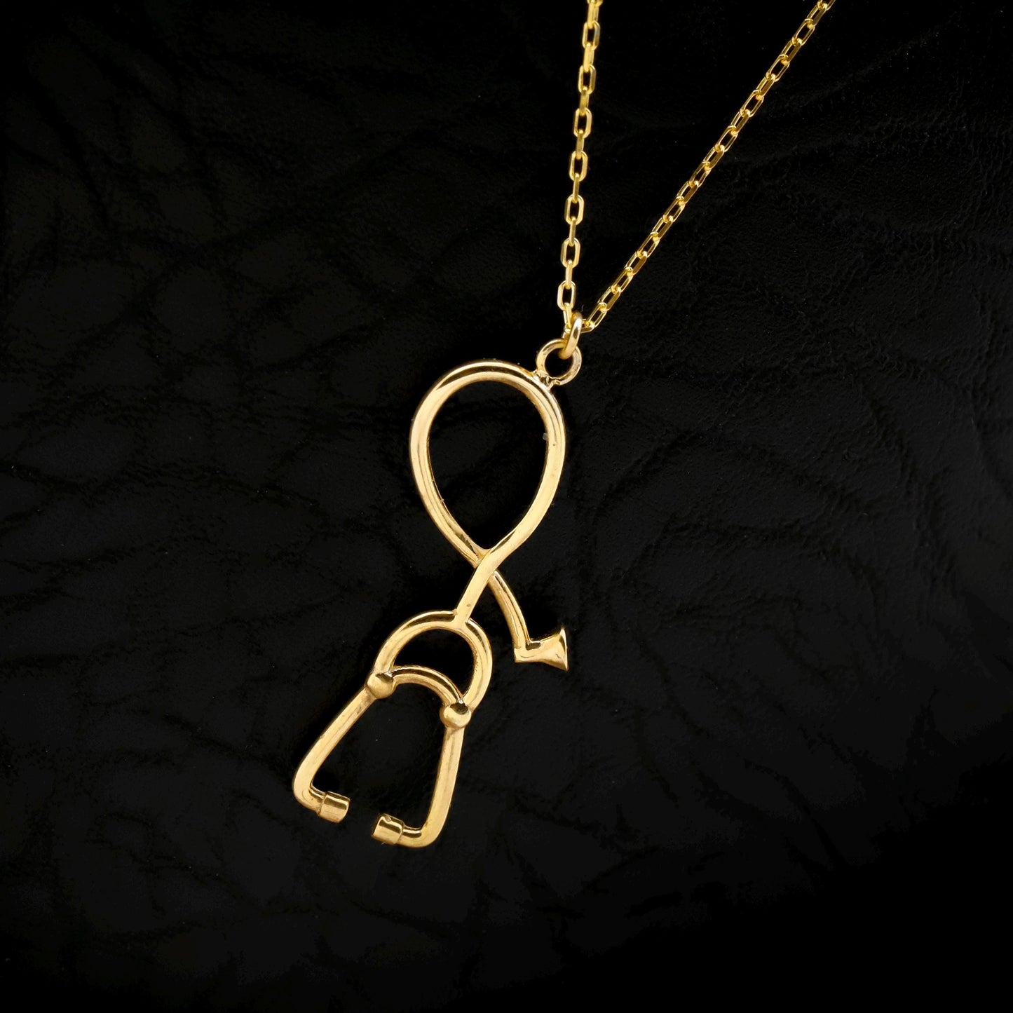Minimalist Gold Stethoscope Necklace, Sterling Silver Medical Pendant, Doctor Nurse Gift