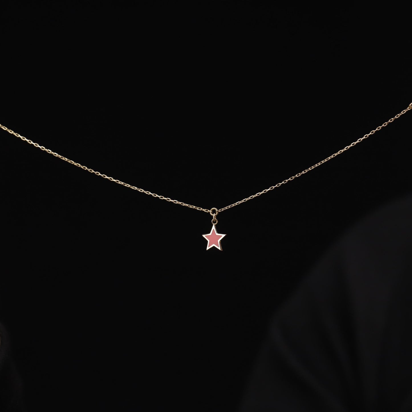 Gold Red Star Necklace, Enamel Star Pendant, Dainty Minimalist Charm Gift for Her