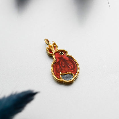 Gold Enamel Rabbit Necklace, Sterling Silver Bunny Pendant, Minimalist Animal Jewelry