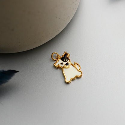 Gold Enamel Dog Necklace, 925 Sterling Silver, Minimalist Animal Charm