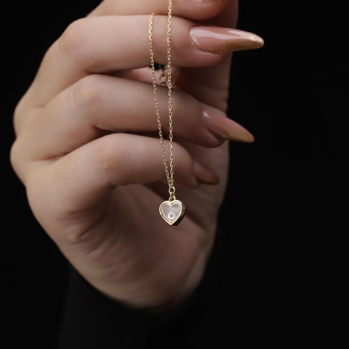 Dainty Heart Charm Bracelet with Crystal, Gold Minimalist Jewelry, Romantic Gift for Her