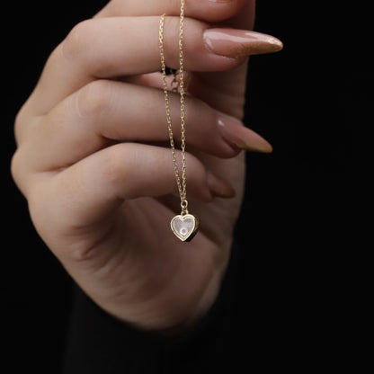 Dainty Heart Charm Bracelet with Crystal, Gold Minimalist Jewelry, Romantic Gift for Her