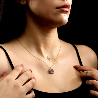 Artistic Enamel Hedgehog Pendant Necklace, Gold Tone Silver, Minimalist Animal Charm